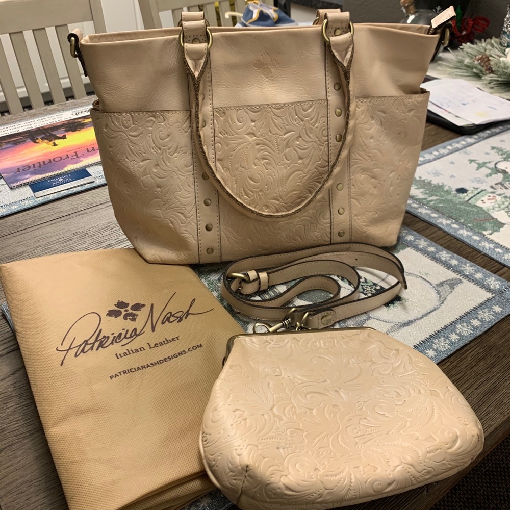 Patricia Nash Tooled Leather Tote and Wallet